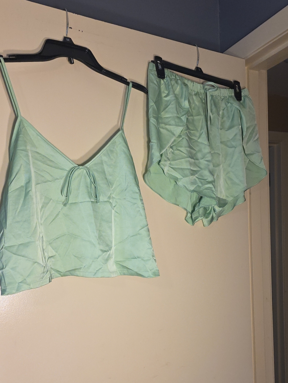 Colsie Mint Green Satin Cami & Shorts Sleep Set